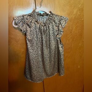 Lovely J cheetah satin flutter sleeve blouse size small